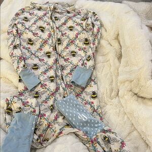 Posh Peanut Convertible One Piece Bumble Bee & Floral Zip Pajamas